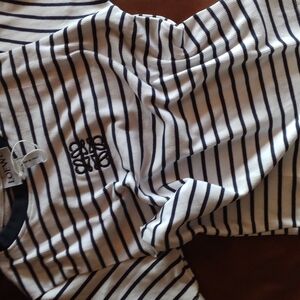 Loewe Black & White Striped Top with Embroidered Anagram